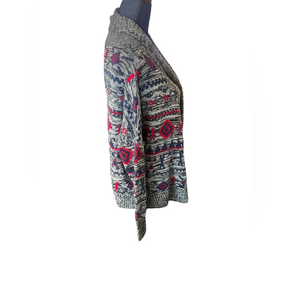 Roxy knit grey and red Aztec open cardigan size small - Picture 2 of 6